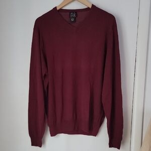 Jos. A. Bank Men's Deep Red 100% Silk V-Neck Sweater